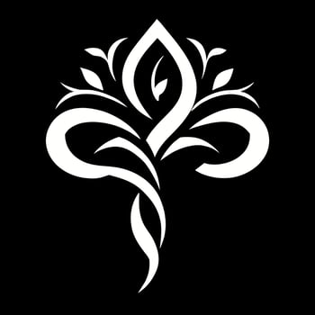 a stylized white flower on a black background. logo design vector