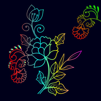Rainbow color line art floral vector illustration, colorful vintage decorative vector template, rainbow color flower ornaments.