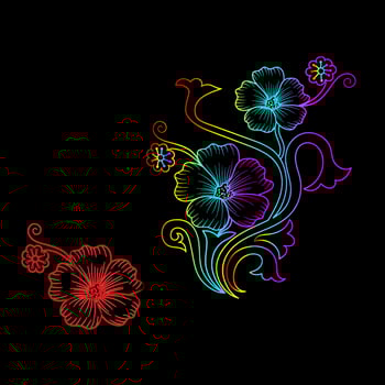 Rainbow color line art floral vector illustration, colorful vintage decorative vector template, rainbow color flower ornaments.