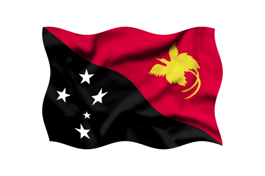Waving the flag of PAPUA NEW GUINEA on a transparent background. 3d rendering. Clipping Path Included png