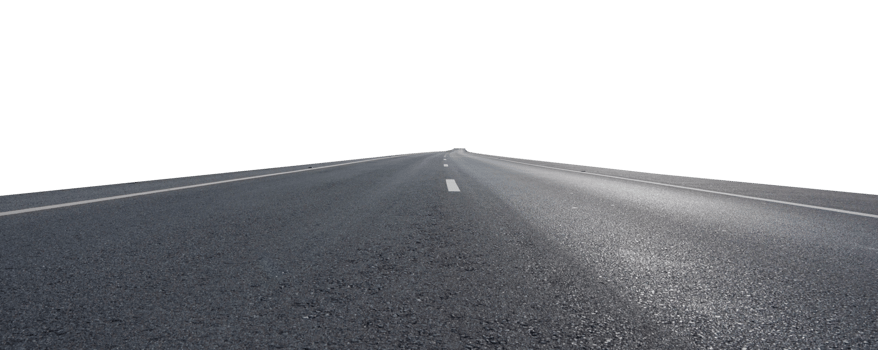Empty asphalt road isolated on transparent background, PNG File