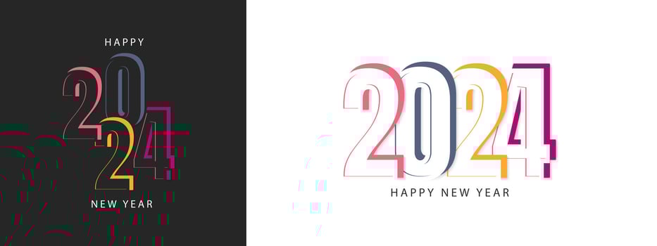 Happy new year 2024 design. Trendy number illustration design. Vector template for banner, poster, greeting and new year 2024 celebration