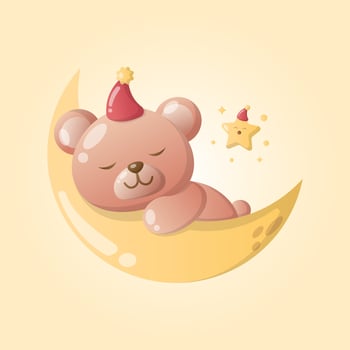 vector cute sleep teddy bear doll in the moon with cute star for baby boy girl illustration