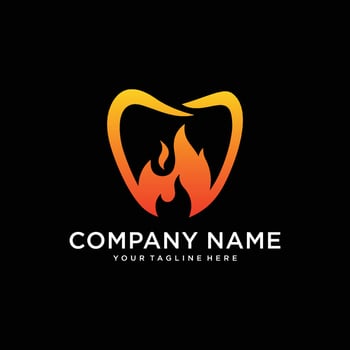Dental Care Logo Design with tooth and fire icon combination suitable for dentistry dental clinic dental health care. vector