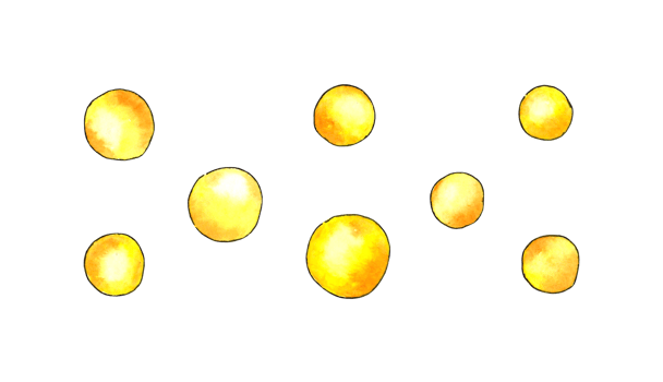 Set of yellow watercolor round paint blots, pixelated dots illustration, design elements, text background. Watercolor spots in the form of a circle, strokes, strokes. The brush is drawn png