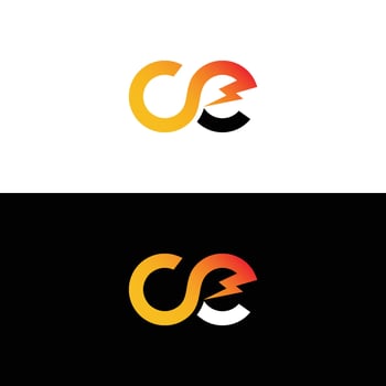 Initial CE letter with Lightning Logo Design vector