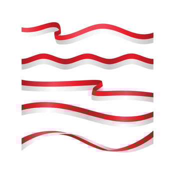 set of long indonesia waving flag illustration vector
