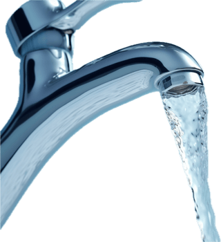 AI generated faucet with water drop close up png