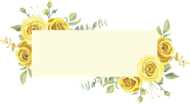 Illustration of floral frame with yellow and green rose leaves, for wedding stationary, greeting, wallpaper, fashion, background, texture, wrapping vector