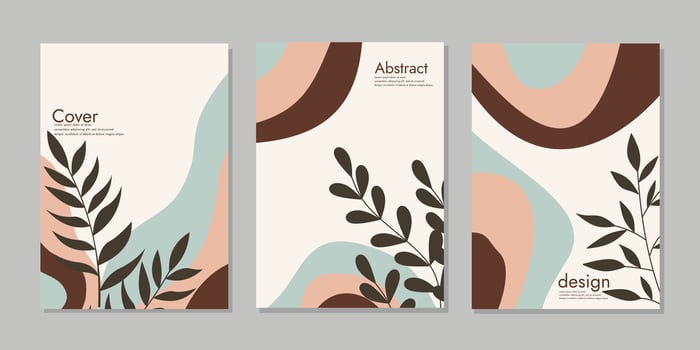 Set of notebook cover hand drawn floral designs. Modern aesthetic illustrations. Bohemian style Collection of contemporary artistic. For books, diary, notebooks, planners, brochures, catalogs template vector