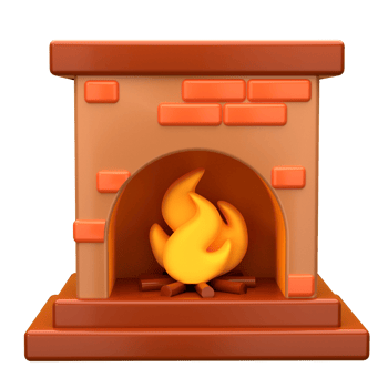 3d illustration fireplace object. 3D creative Christmas design icon. 3D Rendering. png