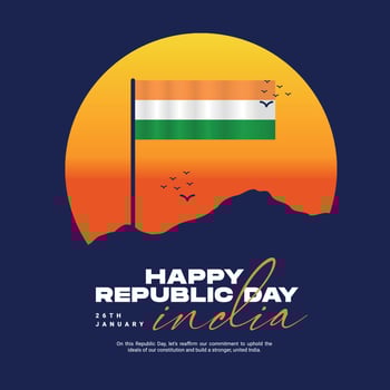 Happy Republic Day India social media post template in Hindi calligraphy in hindi Gantantra Diwas Means Republic Day vector