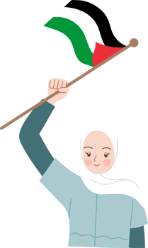 Woman holding Palestine flag png
