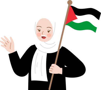 Woman holding Palestine flag png