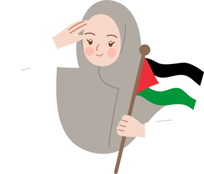 Woman holding Palestine flag png