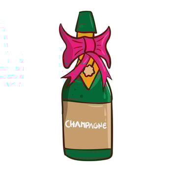 Champagne bottle. Doodle champagne vector illustration