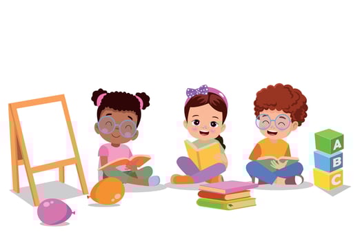 cute little boy reading a book vector