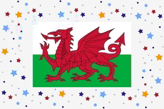 Wales Flag Independence Day Celebration With Stars vector