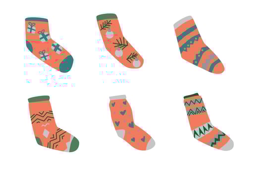 cute pink xmas socks for winter holiday collection vector