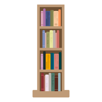 Hand drawn bookshelf clipart png