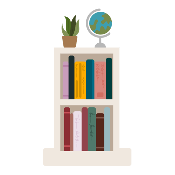 Hand drawn bookshelf clipart png