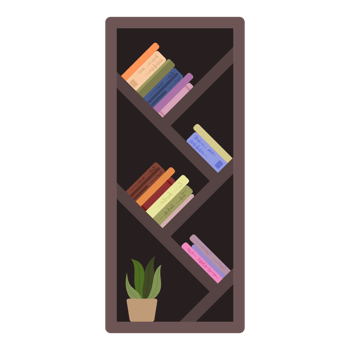 Hand drawn bookshelf clipart png
