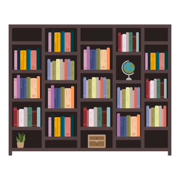 Hand drawn bookshelf clipart png
