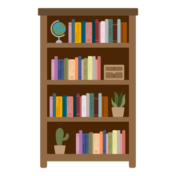 Hand drawn bookshelf clipart png
