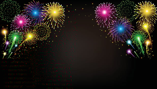 Abstract golden firework on black background for celebration party vector