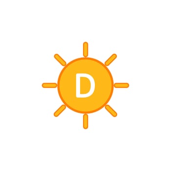 Vitamin d sun icon. Sunshine symbol. Sign d3 vector. vector