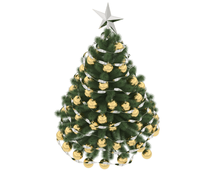 Christmas tree isolated on background. 3d rendering - illustration png