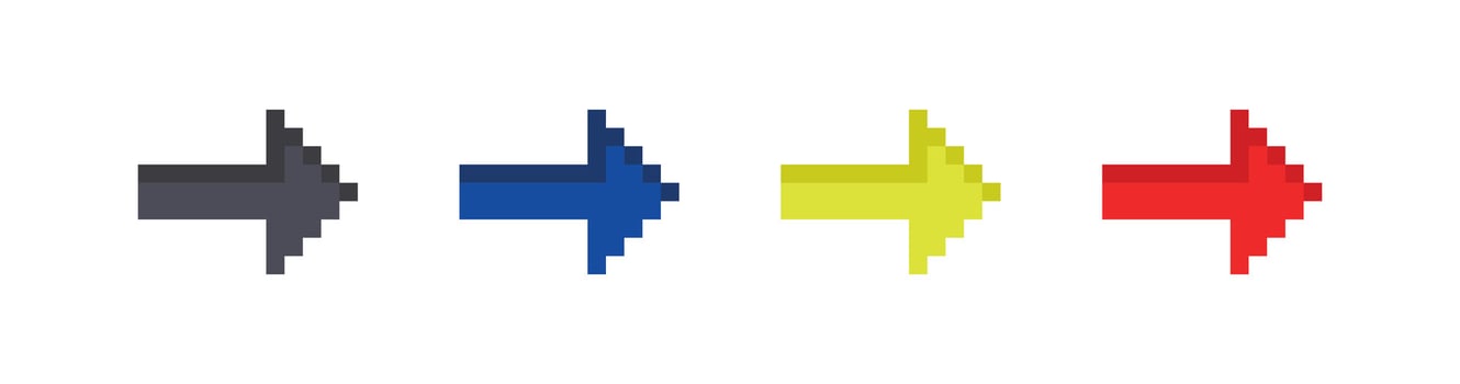 Color pixel arrow icon set. Right arrow illustration symbol. Sign pointer vector