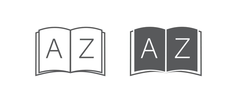 Dictionary icon. Alphabet illustration symbol. Sign school book vector