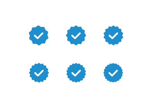 Badge check icon. Verify stamp vector
