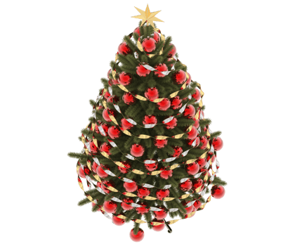 Christmas tree isolated on background. 3d rendering - illustration png