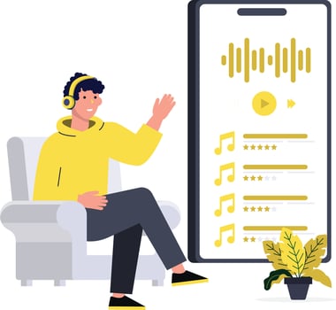 People listening to music vector