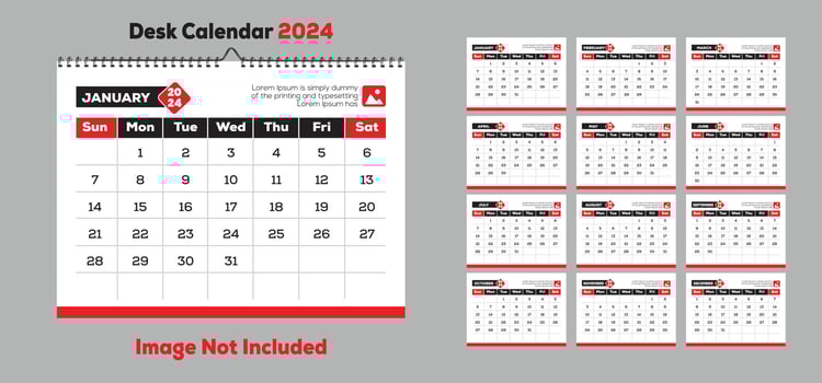 Desk Calendar 2024 Vector