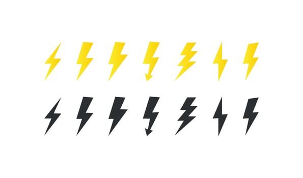 Lightning icons set. Thunder vector