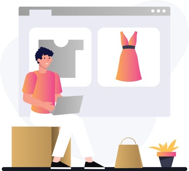 Man online purchasing vector