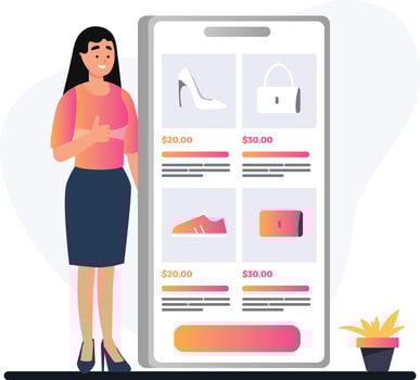 Woman purchasing online vector