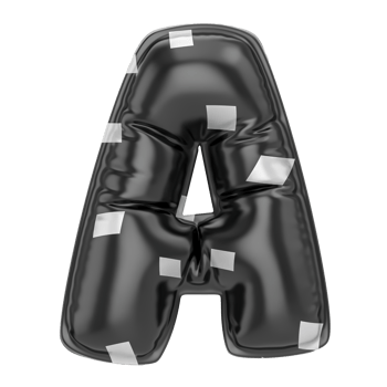 Balloon A Font Black 3D Render png