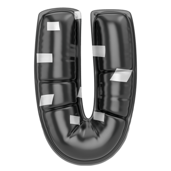 Balloon U Font Black 3D Render png
