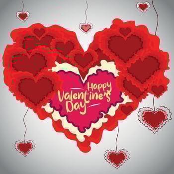 Valentines day background with heart pattern and typography of happy valentines day text . Vector illustration. Wallpaper, flyers, invitation, posters, brochure, banners.