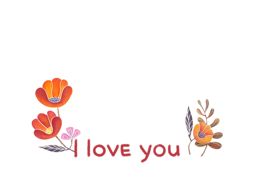 layout for post card with inscription I love you on transparent background and . watercolor hand drawn delicate postcard with floral frame with free copy place. Concept - romantic relationship, Love png