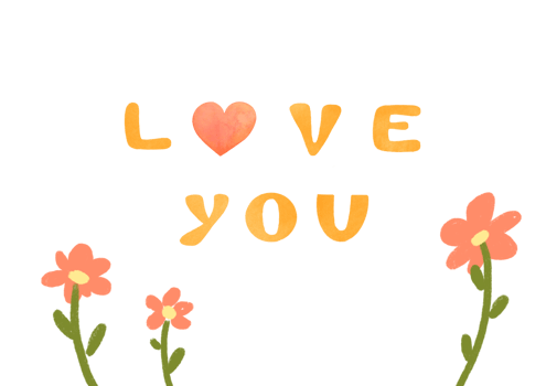 layout for post card with inscription I love you on transparent background. watercolor hand drawn in children's style simple card with floral frame. romantic relationship, Love, Valentine's Day, life png