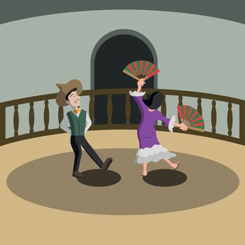 Traditional mexican couple dancing with traditional clothes Cinco de mayo Vector illustration
