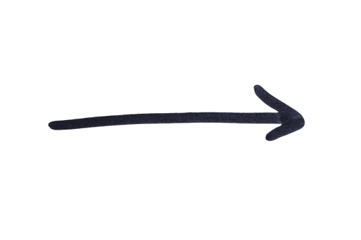 An arrow sign drawn with black marker on transparent background png
