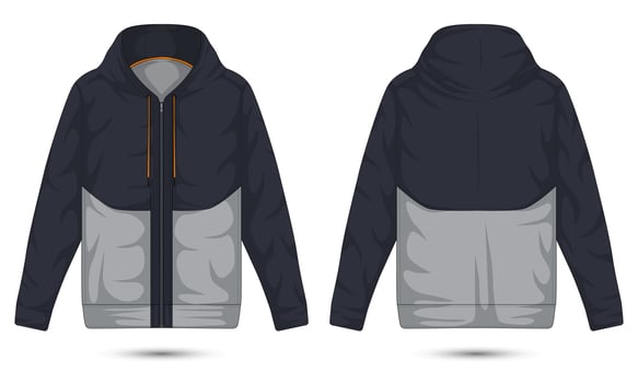 Zipper hoodie jacket mockup front and back view vector