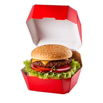 AI generated Delicious Hamburger in a Box Isolated on Transparent Background png