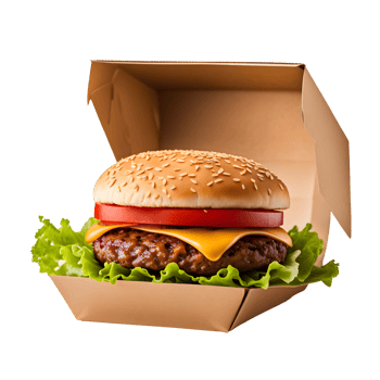 AI generated Tasty Cheeseburger in a Box Isolated on Transparent Background png